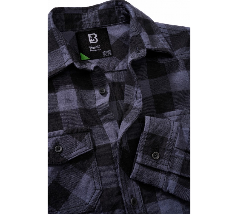 Kids Check Shirt Long Sleeve black/grey