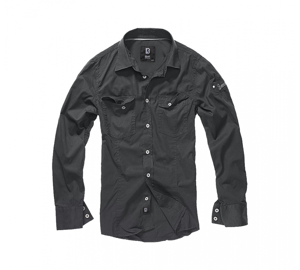 Camisa Slim Fit de Manga Larga negro