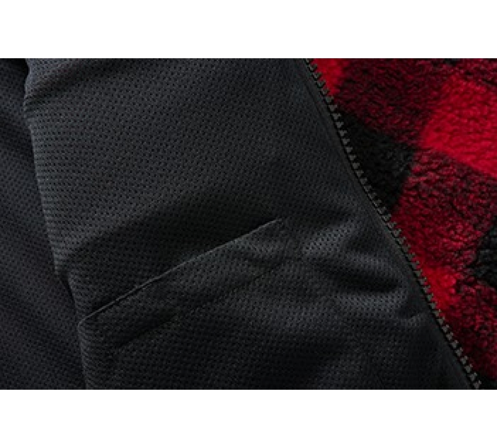 Veste Teddyfleece rouge/noir
