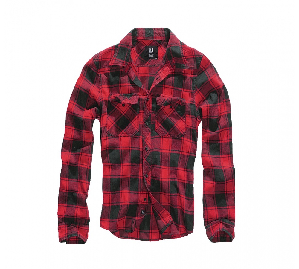 Brandit Check Shirt Long Sleeve, Red/Black