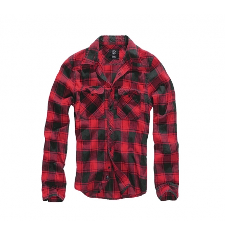 Brandit Check Shirt Long Sleeve, Red/Black