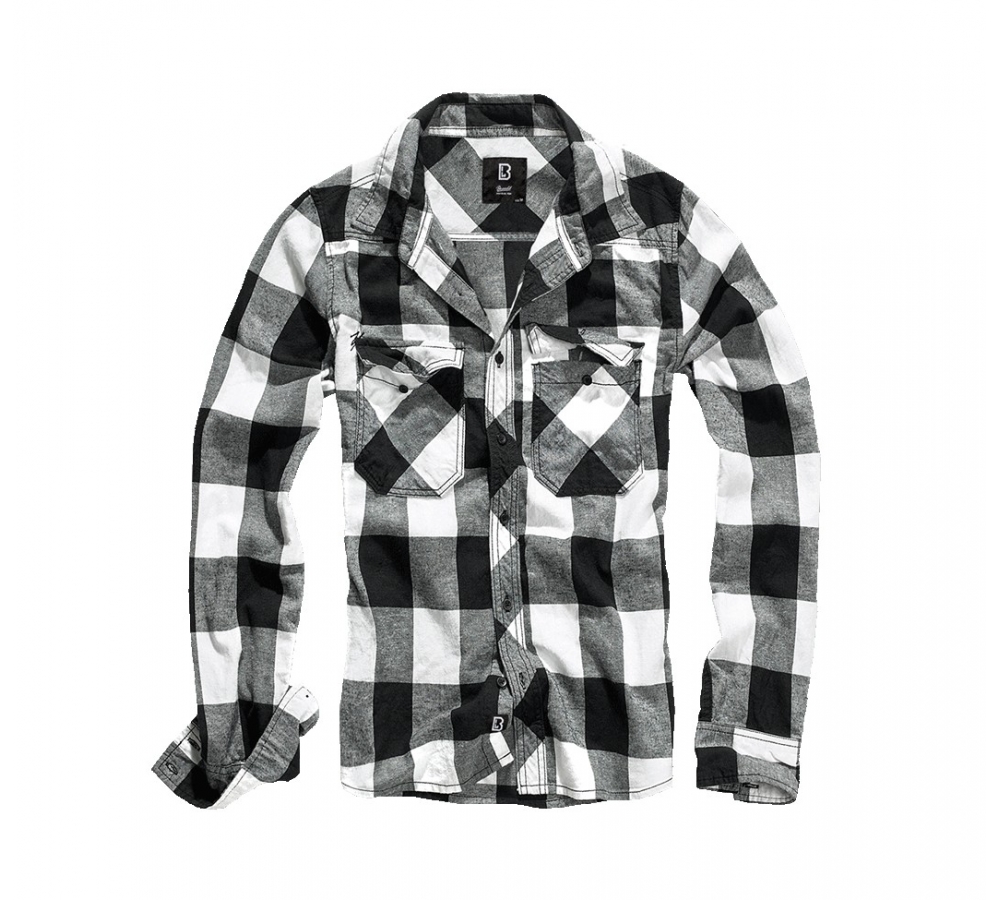 Brandit Check Shirt Long Sleeve, Schwarz/Weiß