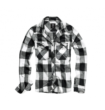Brandit Check Shirt Long Sleeve, Schwarz/Weiß