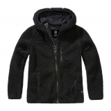 Women Teddyfleece Jacket Hooded schwarz