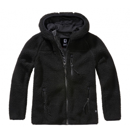 Women Teddyfleece Jacket Hooded schwarz