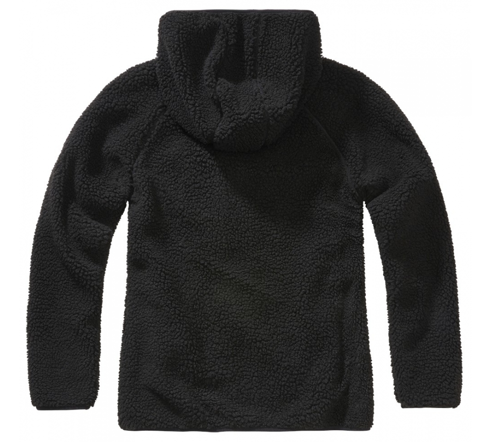 Women Teddyfleece Jacket Hooded schwarz