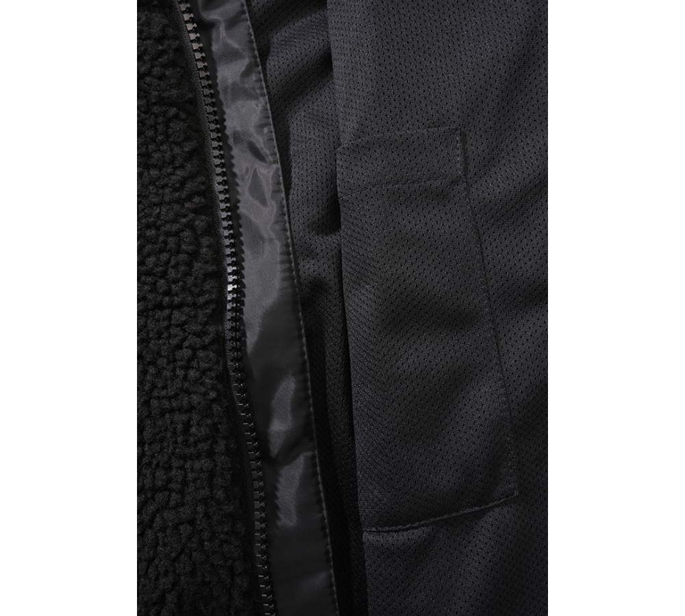 Women Teddyfleece Jacket Hooded schwarz