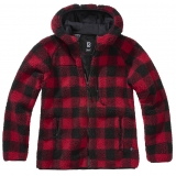 Women Teddyfleece Jacket Hooded red/black