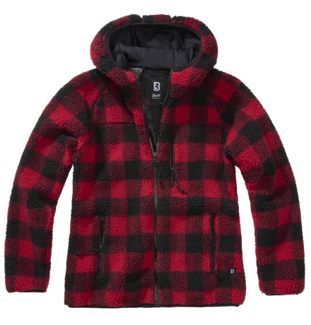 Women Teddyfleece Jacket Hooded red/black