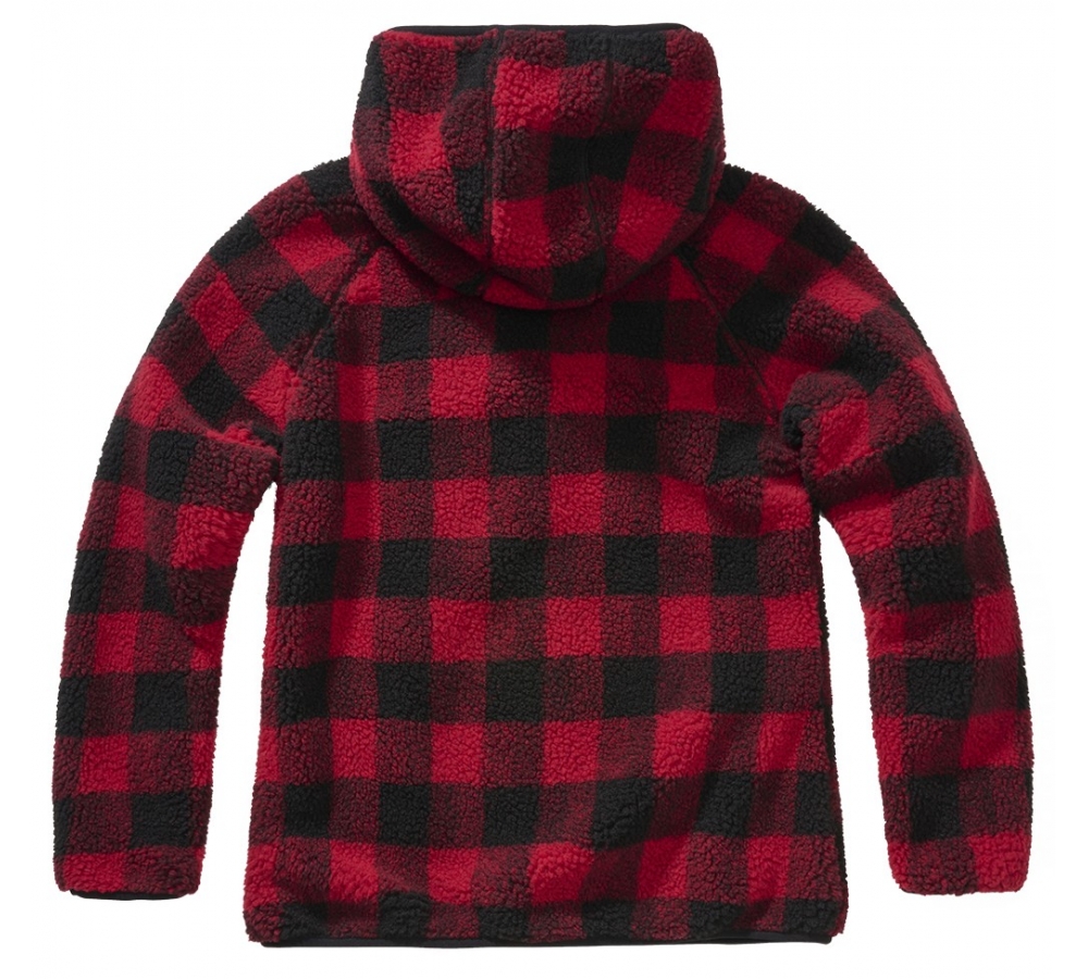 Women Teddyfleece Jacket Hooded red/black