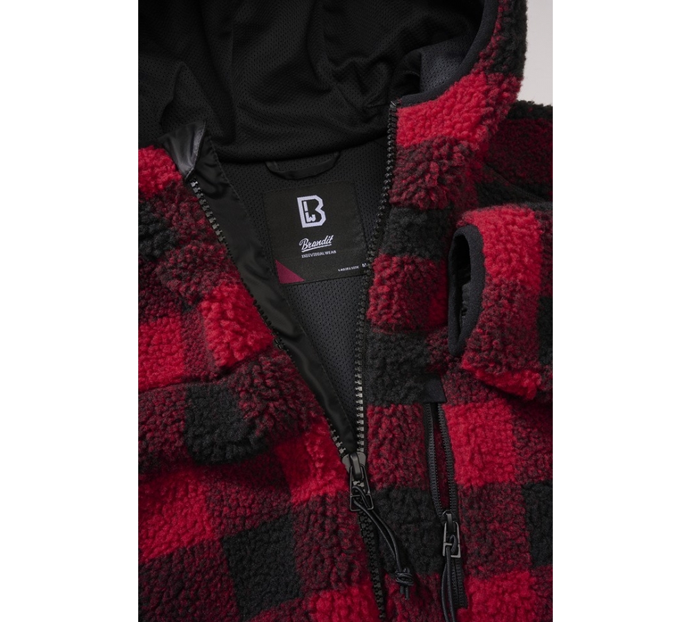 Women Teddyfleece Jacket Hooded red/black