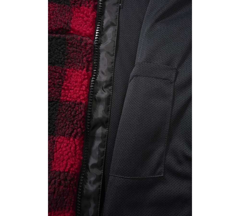 Women Teddyfleece Jacket Hooded red/black
