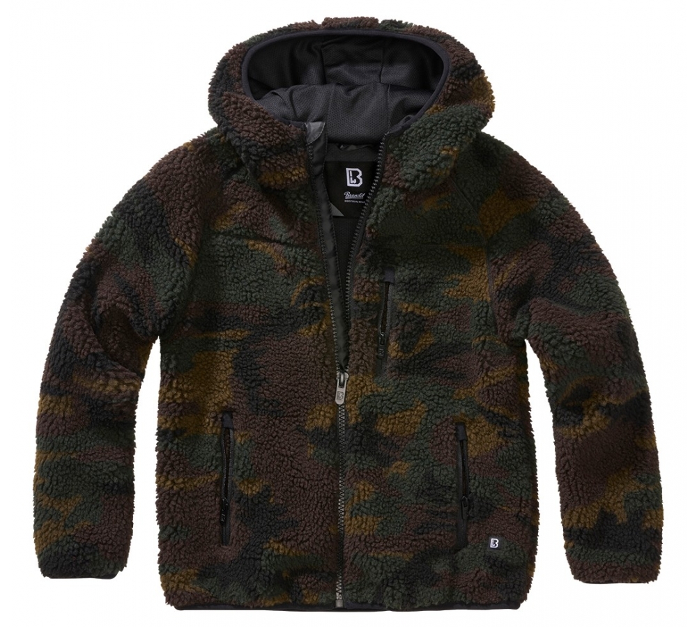 Kids Teddyfleece Jacket Hooded woodland
