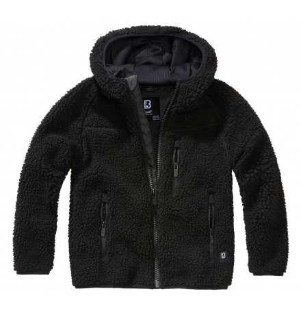 Kids Teddyfleece Jacket Hooded schwarz