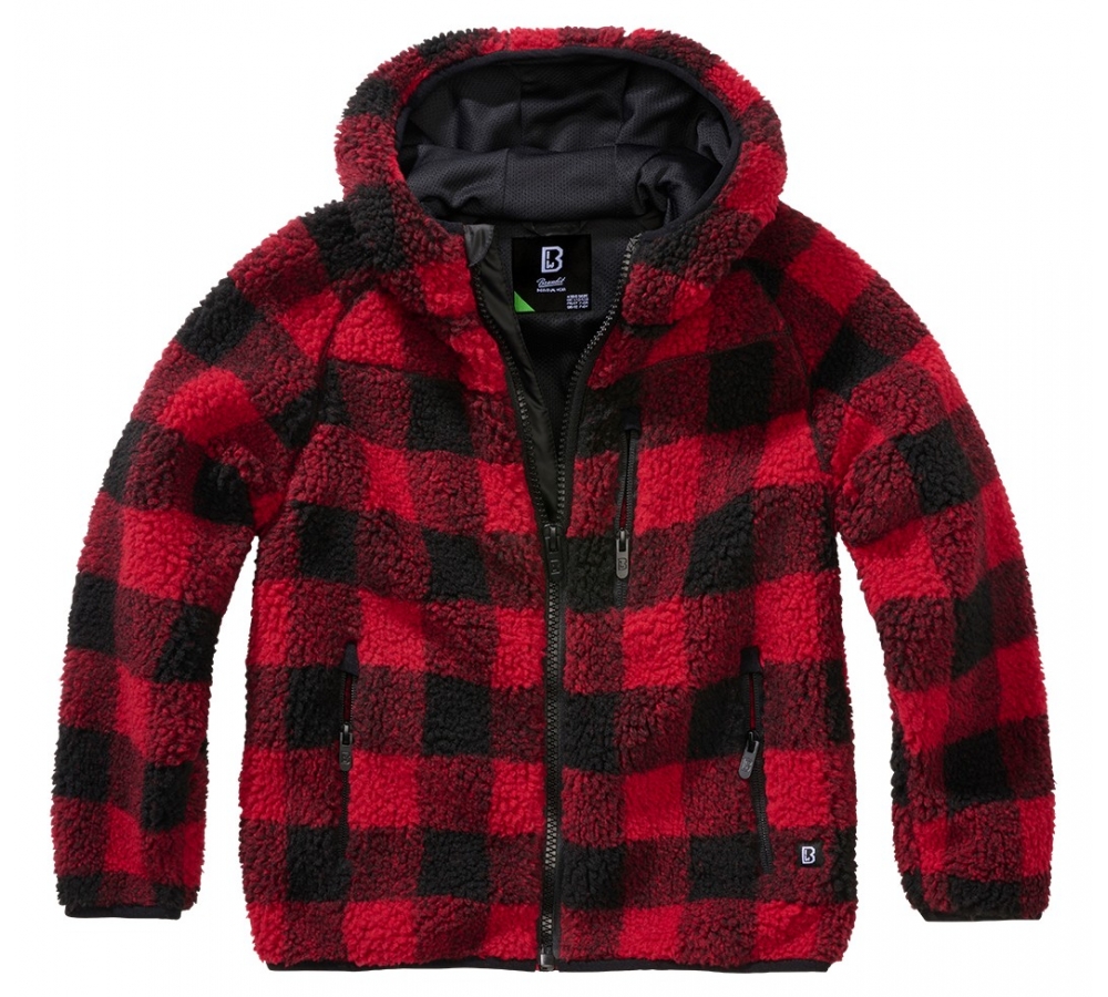 Kids Teddyfleece Jacket Hooded red/black