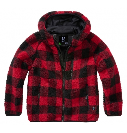 Kids Teddyfleece Jacket Hooded red/black