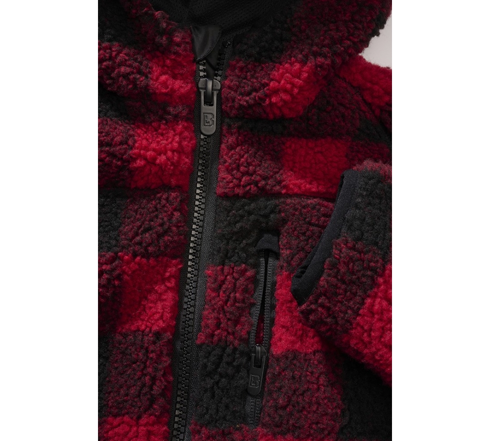 Kids Teddyfleece Jacket Hooded red/black