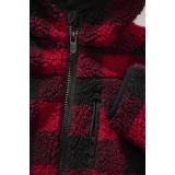 Kids Teddyfleece Jacket Hooded red/black