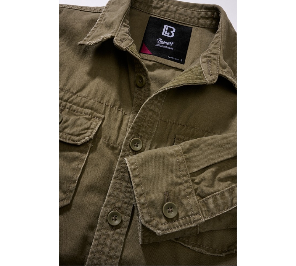 Women Vintage Shirt Long Sleeve olive