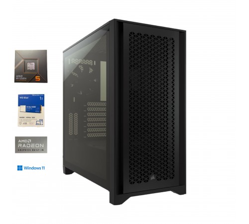 Gaming PC / AMD Ryzen 5 7600X / SSD NVMe 1000GB / DDR5 32GB / schwarz