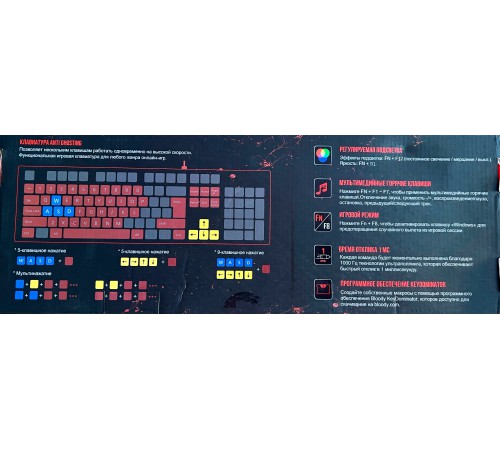 Russische Tastatur A4Tech Bloody B135N, RU Layout