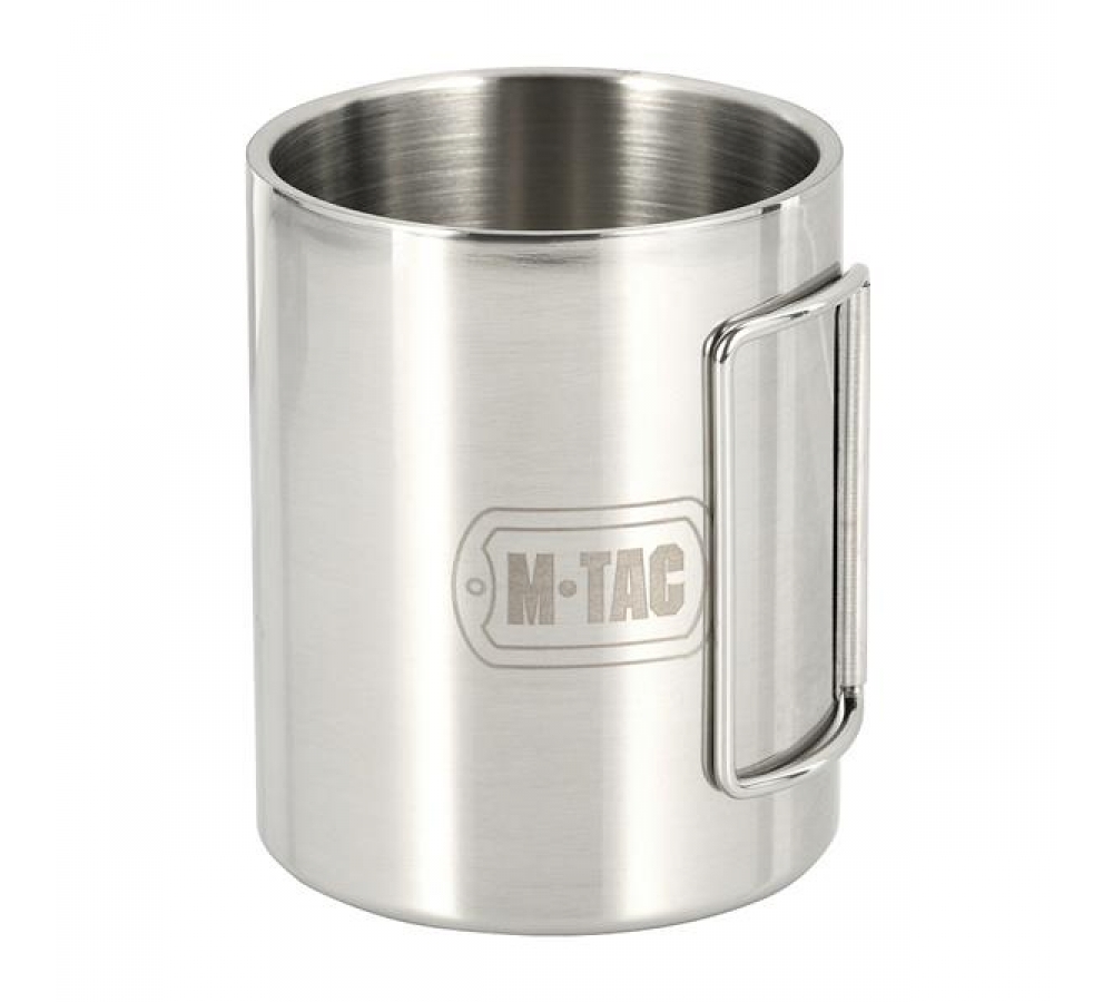 M-Tac Thermobecher mit Klappgriff, 450 ml, Chrome