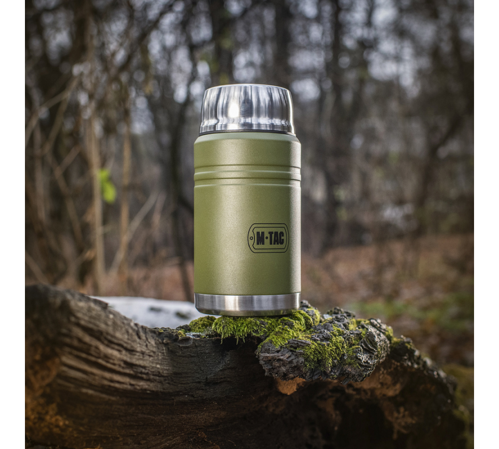 M-Tac Thermobecher 750 Ml Mit Klapploffel Olive/Edelstahl