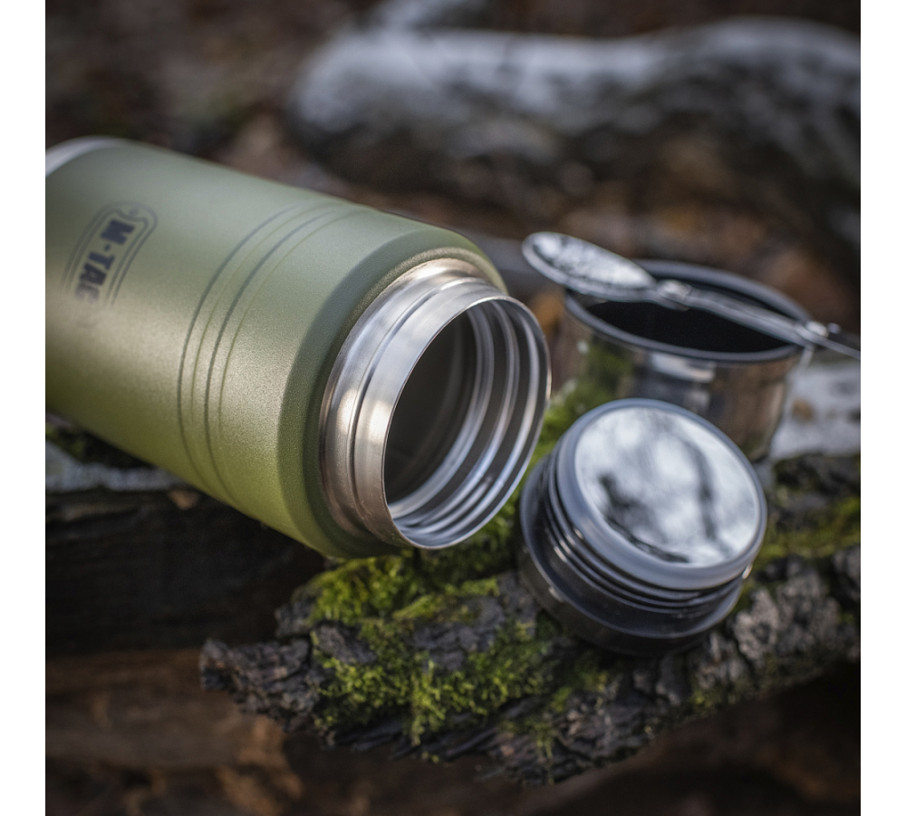 M-Tac Thermobecher 750 Ml Mit Klapploffel Olive/Edelstahl