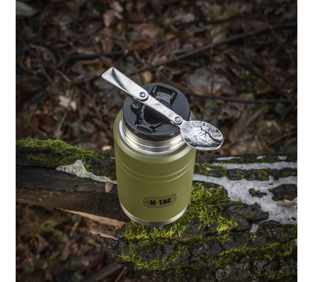 M-Tac Thermobecher 750 Ml Mit Klapploffel Olive/Edelstahl