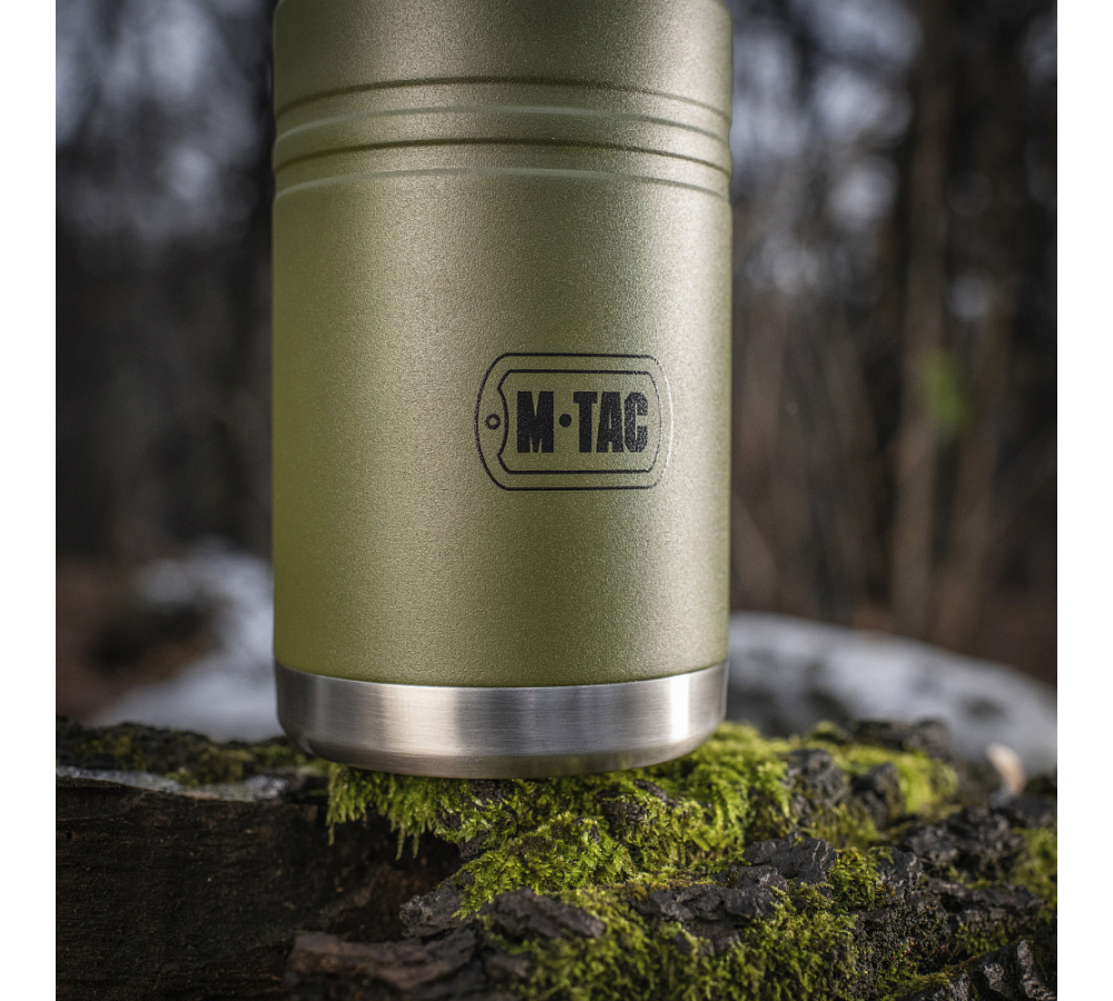 M-Tac Thermobecher 750 Ml Mit Klapploffel Olive/Edelstahl