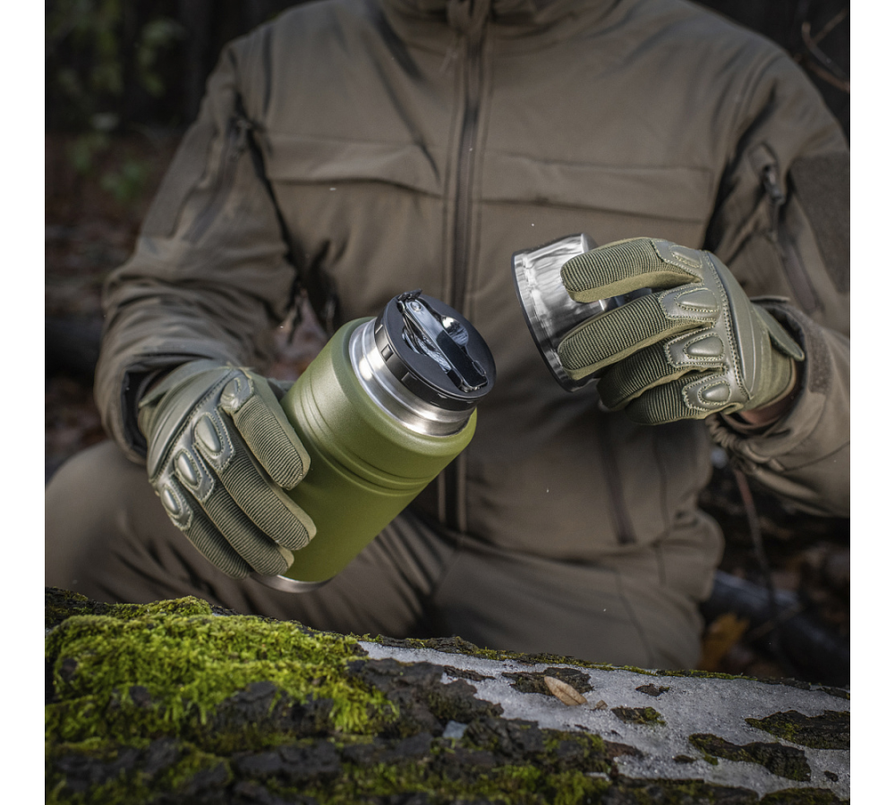 M-Tac Thermobecher 750 Ml Mit Klapploffel Olive/Edelstahl