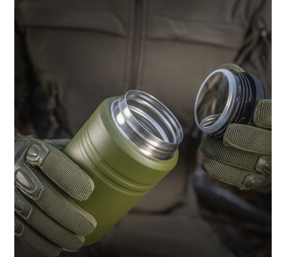 M-Tac Thermobecher 750 Ml Mit Klapploffel Olive/Edelstahl