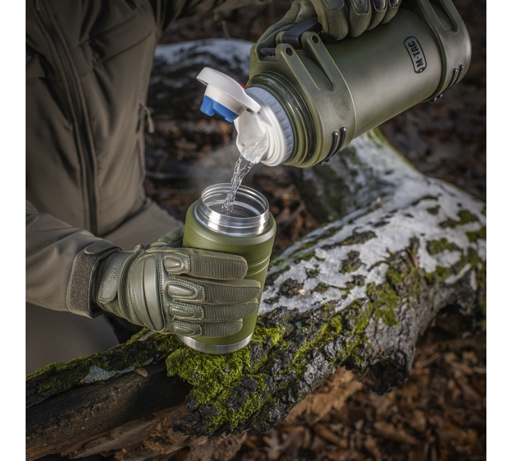 M-Tac Thermobecher 750 Ml Mit Klapploffel Olive/Edelstahl