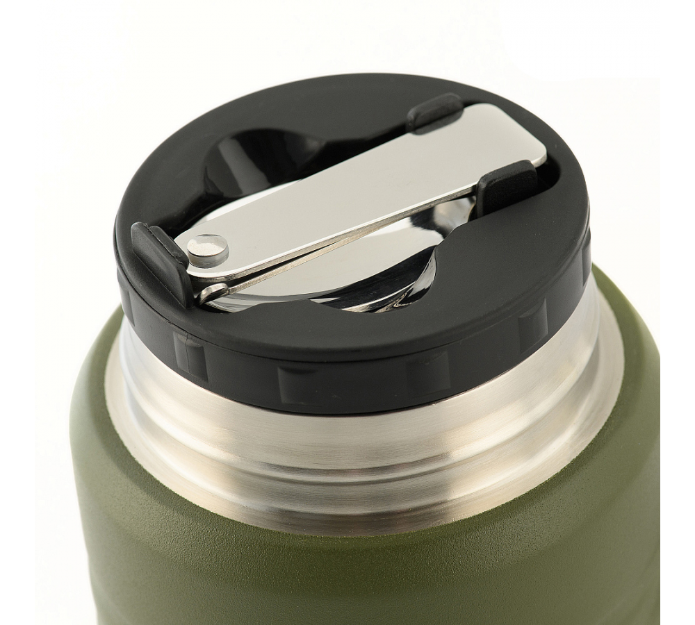 M-Tac Thermobecher 750 Ml Mit Klapploffel Olive/Edelstahl