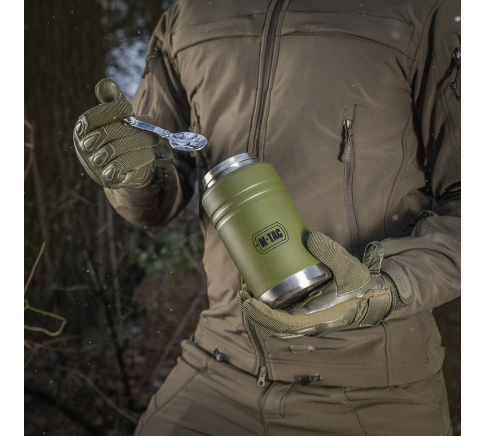 M-Tac Thermobecher 750 Ml Mit Klapploffel Olive/Edelstahl