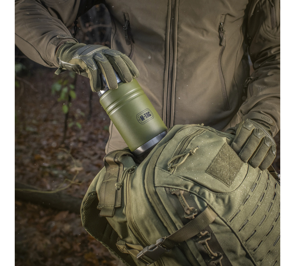 M-Tac Thermobecher 750 Ml Mit Klapploffel Olive/Edelstahl