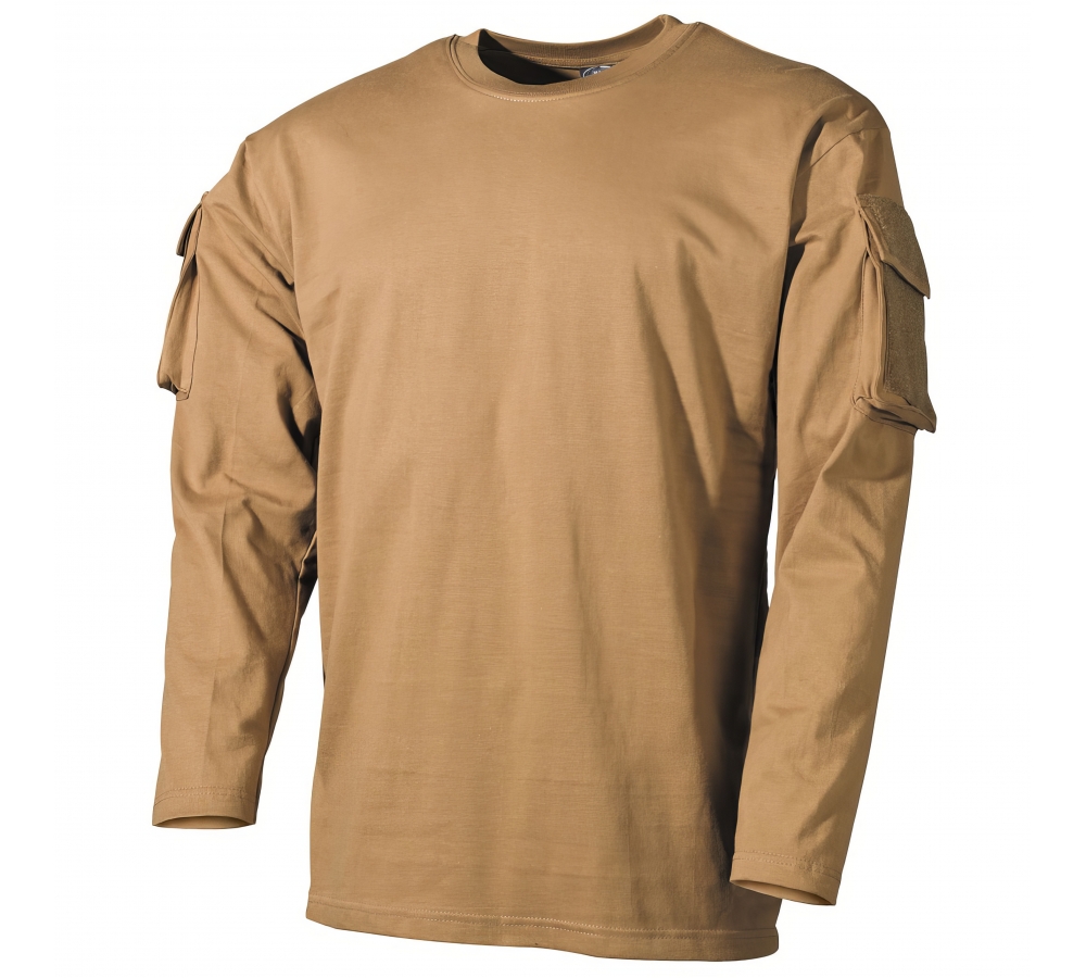 Chemise à manches longues coyote avec poches sur les manches