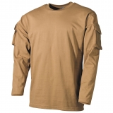 Chemise à manches longues coyote avec poches sur les manches