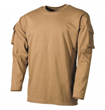 Chemise à manches longues coyote avec poches sur les manches