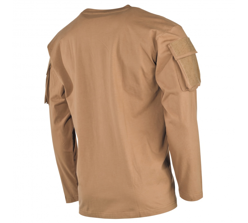 Chemise à manches longues coyote avec poches sur les manches