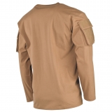 Chemise à manches longues coyote avec poches sur les manches