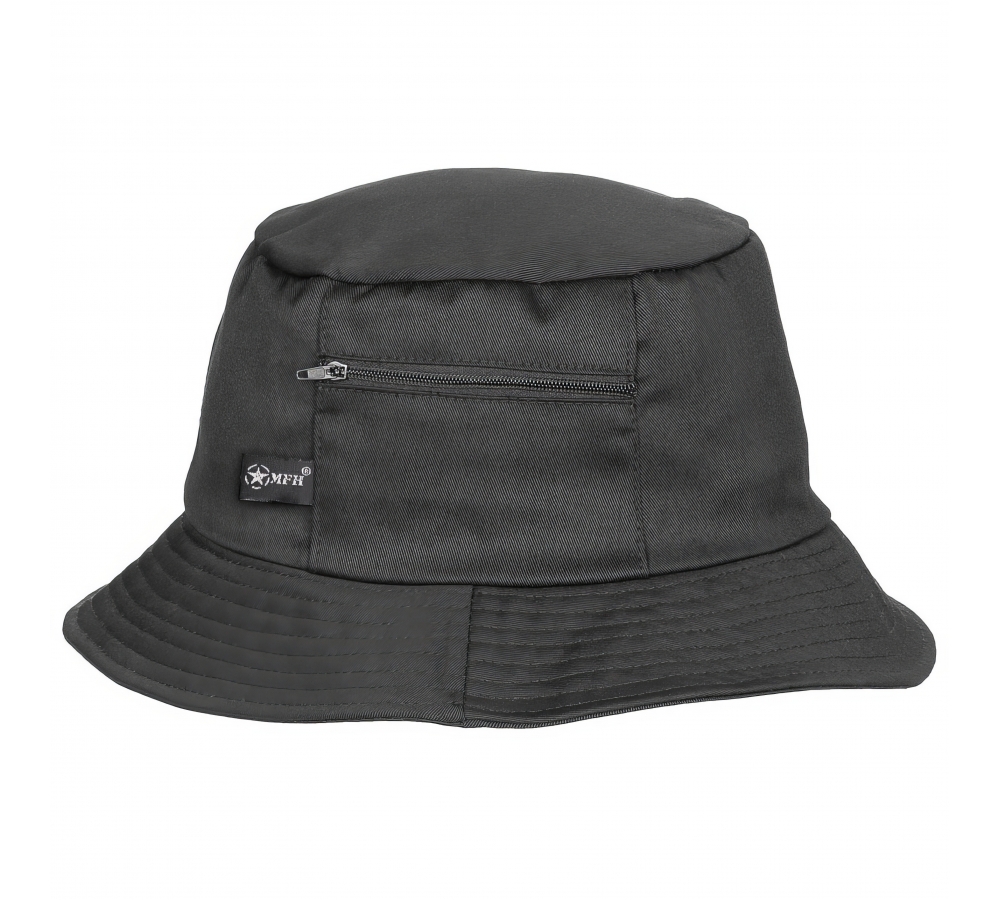 Schlapphut (Fischermütze) kleine Seitentasche schwarz