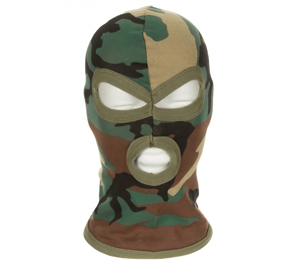 Balaclava 3-Loch dünn woodland 100 % Baumwolle