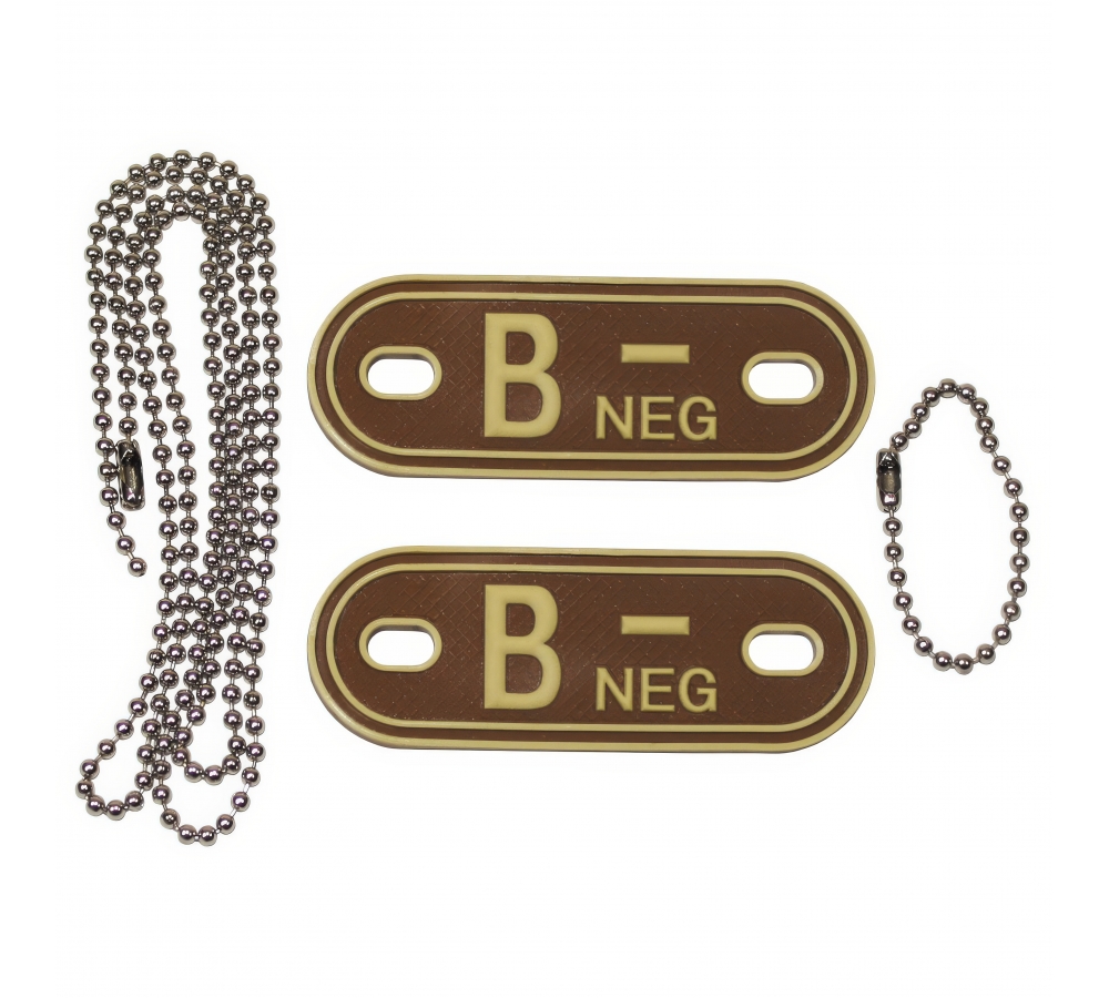 Blutgruppenmarken mit Ketten desert "B NEG" 3D
