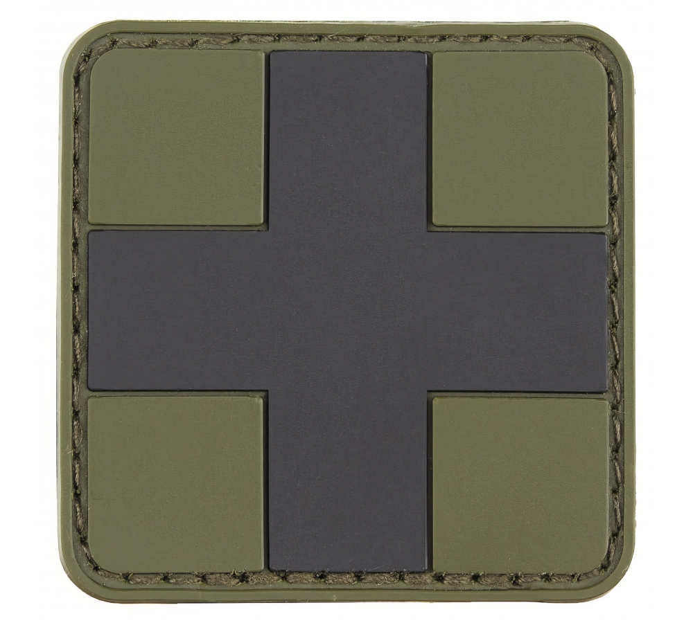 Klettabzeichen "FIRST AID" oliv-schwarz 3D ca. 5 x 5 cm