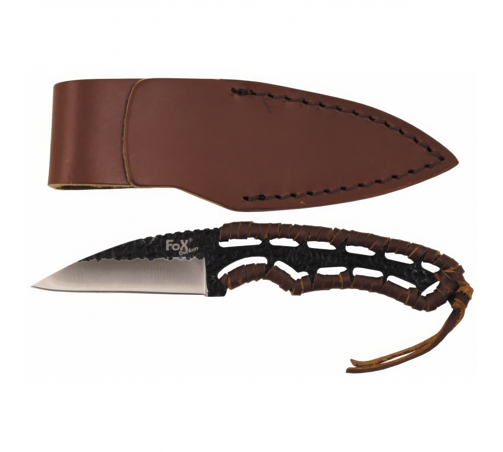 Messer "Büffel II", Griff umwickelt, Lederscheide – FoxOutdoor