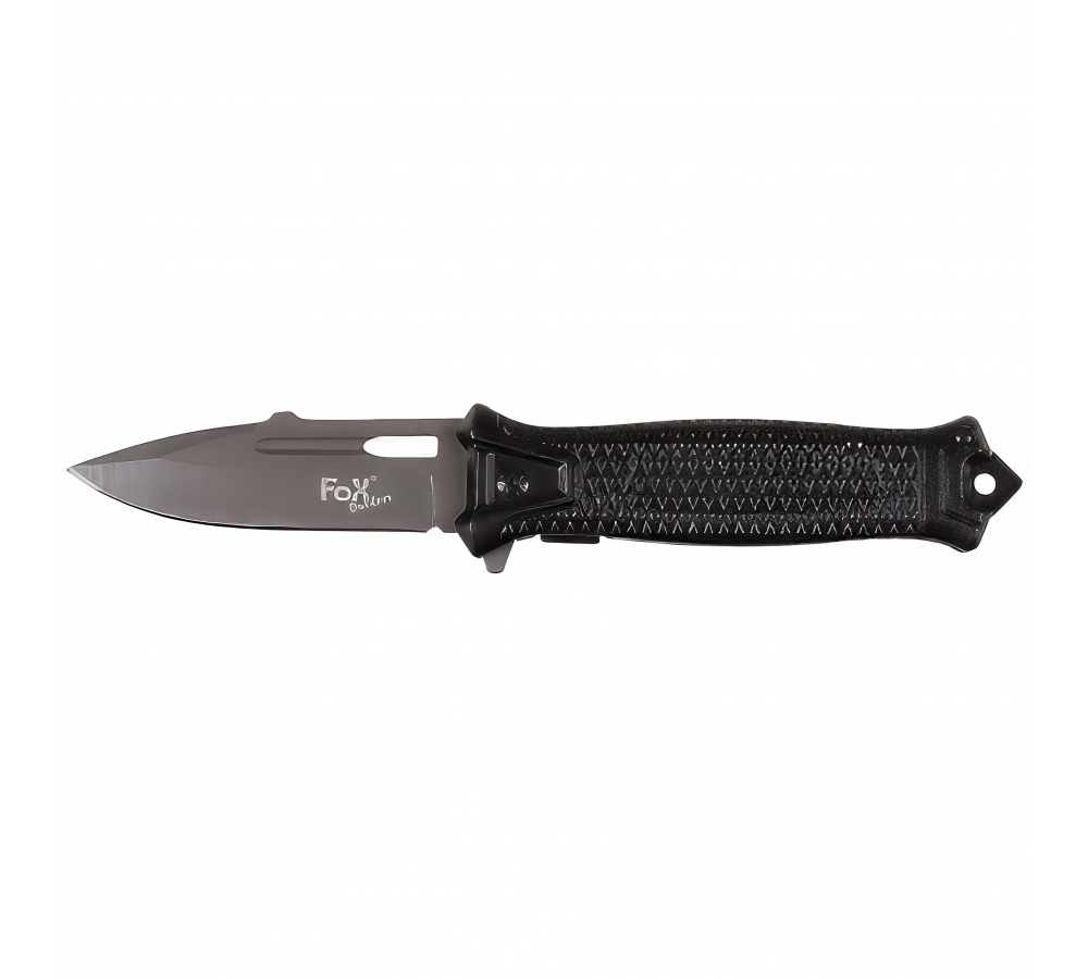Klappmesser "Snake", schwarz, Flipper, Glasbrecher, 9,5 cm – FoxOutdoor