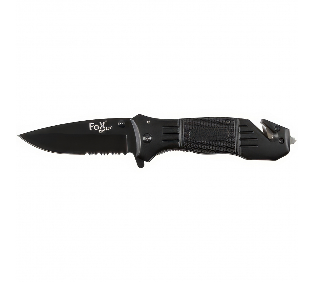 Klappmesser "Rescue", teilw. Wellenschliff, Glasbrecher – FoxOutdoor