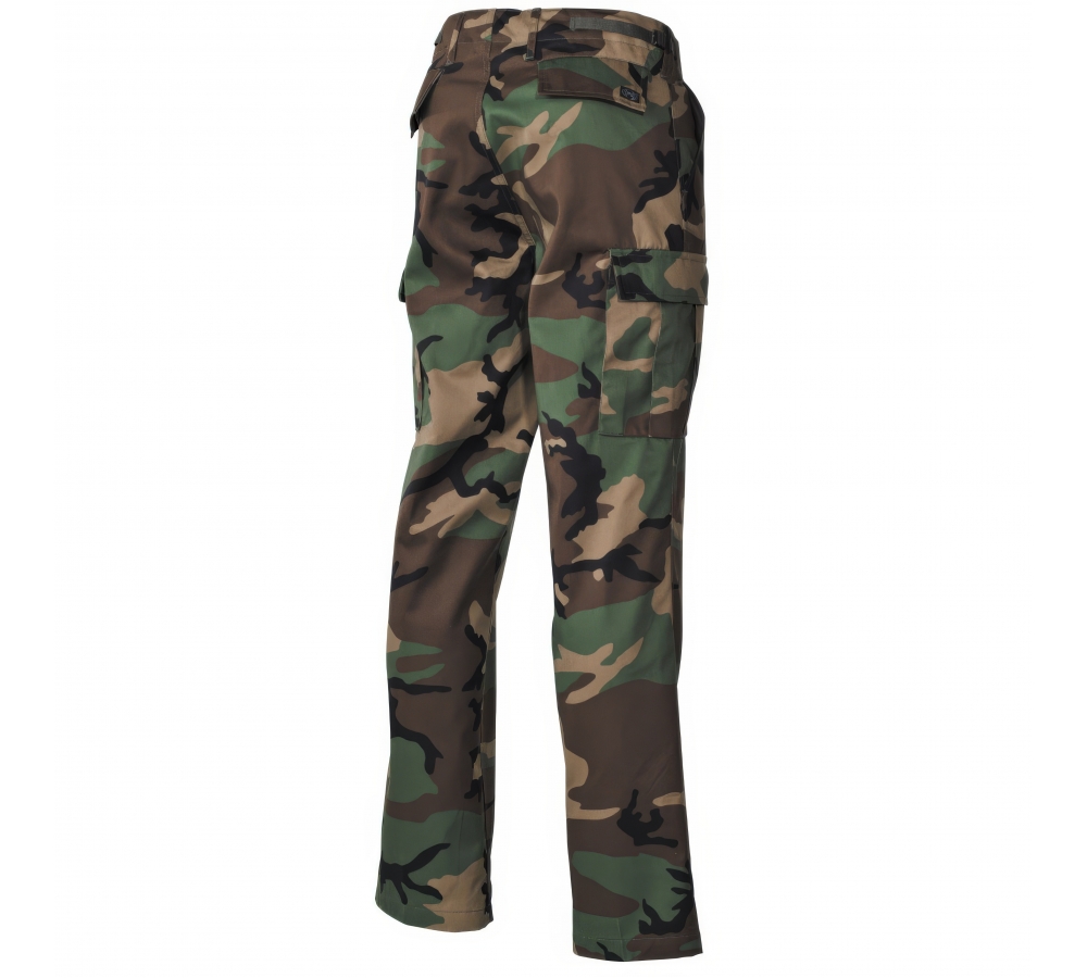 Pantalon de combat MFH US BDU, camouflage Woodland – pour plein air et usage tactique