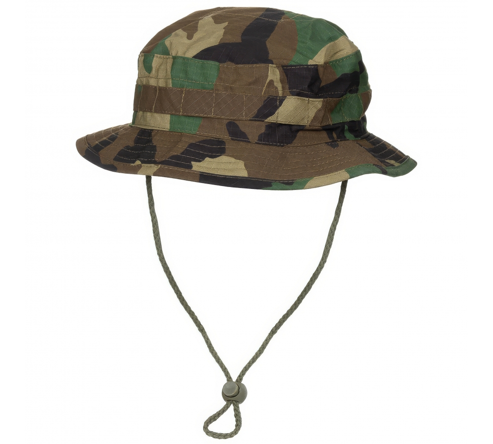 Brit. Buschhut mit Kinnband SF Boonie Rip Stop woodland